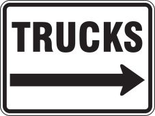 Facility Traffic Sign: Trucks, Right Arrow