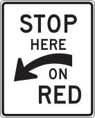 Intersection Sign: Stop Here On Red (Curved Arrow)