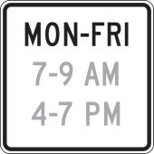 Semi-Custom Intersection Sign: Mon-Fri (Enter Times)