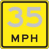 Speed Limit Sign: Advisory Speed Plaque