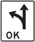 Lane Guidance Sign: Left/Straight Optional Lane (OK)