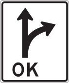 Lane Guidance Sign: Right/Straight Optional Lane (OK)