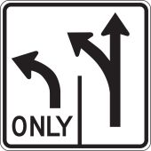 Lane Guidance Sign: Advance Intersection Lane Control (2 Lane Left Turn Only - Right Lane Optional)