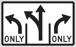 Lane Guidance Sign: Advance Intersection Lane Control (3 Lane - Optional Middle)