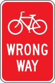 Bicycle & Pedestrian Sign: Bicycle Wrong Way