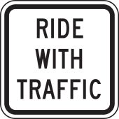 Bicycle & Pedestrian Sign: Ride With Traffic