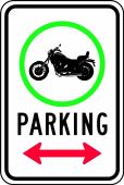 Traffic Sign: (Motorcycle Graphic) Parking (Double Arrow)