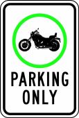 Traffic Sign: (Motorcycle Graphic) Parking Only