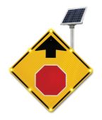 BLINKER STOP AHEAD CROSSING SIGN