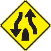 Lane Guidance Sign: Divided Highway Ends (Symbol)