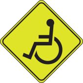 Fluorescent Yellow-Green Sign: Wheelchair Crossing