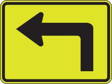 Fluorescent Yellow-Green Sign: Supplemental Turn Arrow