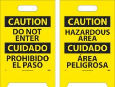 CAUTION DO NOT ENTER - BILINGUAL DOUBLE-SIDED FLOOR SIGN