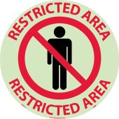 RESTRICTED AREA GLOW WALK ON FLOOR SIGN