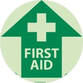 FIRST AID GLOW WALK ON FLOOR SIGN