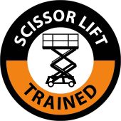 SCISSOR LIFT TRAINED HARD HAT LABEL