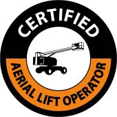 CERTIFIED AERIAL LIFT OPERATOR HARD HAT LABEL