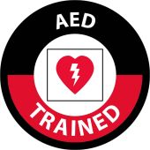 AED TRAINED HARD HAT LABEL