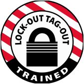 LOCK-OUT TAG-OUT TRAINED HARD HAT LABEL