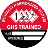 GLOBALLY HARMONIZED SYSTEM GHS TRAINED NAME DATE TRAINED HARD HAT LABEL