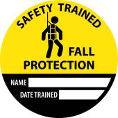 SAFETY TRAINED FALL PROTECTION NAME DATE TRAINED HARD HAT LABEL