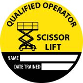 SAFETY TRAINED SCISSOR LIFT NAME DATE TRAINED HARD HAT LABEL