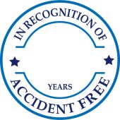IN RECOGNITION OF YEARS ACCIDENT FREE HARD HAT LABEL