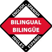 BILINGUAL BILINGUE ENGLISH SPANISH INGLES ESPANOL HARD HAT LABEL