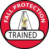 FALL PROTECTION TRAINED HARD HAT LABEL