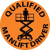 QUALIFIED MAN LIFT DRIVER HARD HAT LABEL