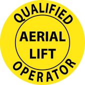 QUALIFIED OPERATOR AERIAL LIFT HARD HAT LABEL