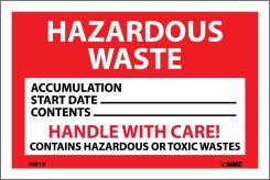 HAZARDOUS WASTE HANDLE WITH CARE HAZMAT LABEL