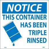 NOTICE THIS CONTAINER HAS BEEN RINSED HAZMAT LABEL