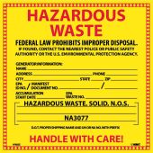 HAZARDOUS WASTE FOR SOLIDS HAZMAT LABEL