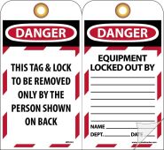 DANGER EQUIPMENT LOCKED OUT TAG