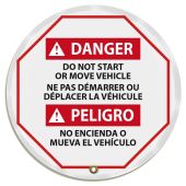 ANSI Danger Trilingual Steering Wheel Message Cover: Do Not Start or Move Vehicle