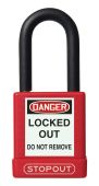 STOPOUT® Plastic Body Aluminum Padlocks With Dielectric Poly-Wrap Steel Shackle