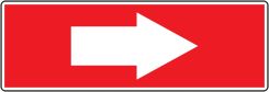 Safety Label: (White Arrow Red Background)