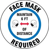 Safety Label: Face Mask Required Maintain 6 FT Of Distance