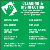 Mirror Cling Label: Cleaning & Disinfection have been provided in the following common areas of your guest room ...