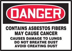 OSHA Danger Safety Label: Contains Asbestos Fibers - May Cause Cancer