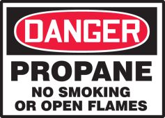 OSHA Danger Safety Label: Propane No Smoking Or Open Flames