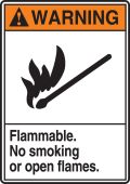ANSI Warning Safety Label: Flammable - No Smoking Or Open Flames.