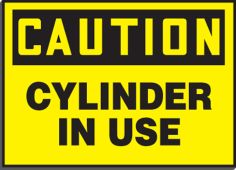 OSHA Caution Chemical & Hazardous Material Label: Cylinder In Use