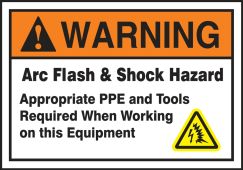 ANSI Warning Safety Label: Arc Flash & Shock Hazard