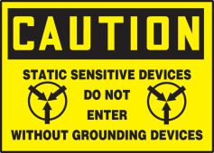 OSHA Caution Safety Label: Static Sensitive Devices - Do Not Enter Without Grounding Devices