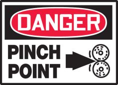 OSHA Danger Safety Label: Pinch Point (Arrow and Graphic)