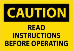 OSHA Caution Safety Label: Read Instructions Before Operating