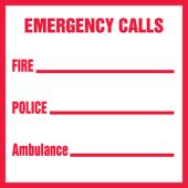 Safety Label: Emergency Calls - Fire - Police - Ambulance