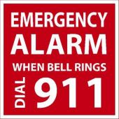 Safety Label: Emergency Alarm When Bell Rings Dial 911